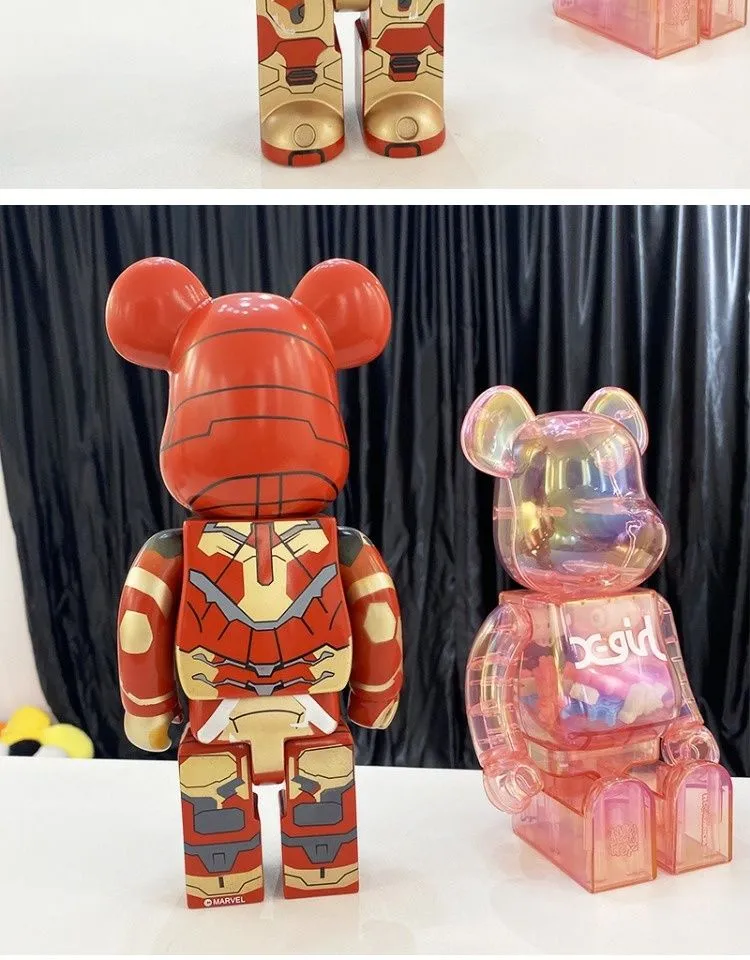 Red LV) Bearbrick 400% Action Figure Peko Iron Man Violent Bear Building  Block Trendy on OnBuy