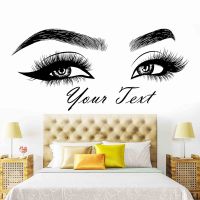 Eyelashes Brows Vinyl Sticker Beauty Salon Wall Decal Personalized Text EyebrowsEye Quote Make Up Custom Sticker 2154