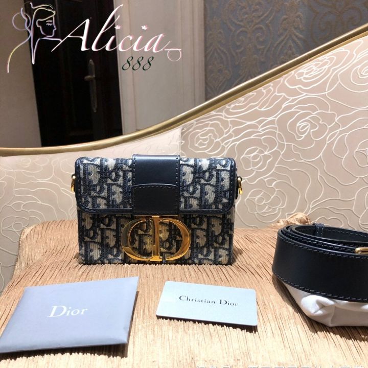 AliciaShop NEW DIOR 30 MONTAIGNE BOX BAG in Blue Dior Oblique Jacquard GHW  M9204