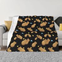 【CW】♝❉  Capybara Blankets Coral Fleece Decoration Bedroom Couch Bedspread