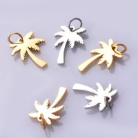 10pcs 14x17mm Pendant Palm Tree Tree Stainless Steel Coconut Palms Charm Pendants for DIY Necklace Earrings Jewelry Making