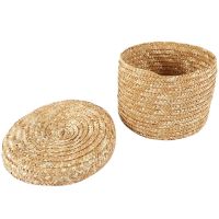 4X Wheat Straw Woven Storage Basket Storage Basket Innovative Basket Rustic Natural Brown Finish Basket(Medium )