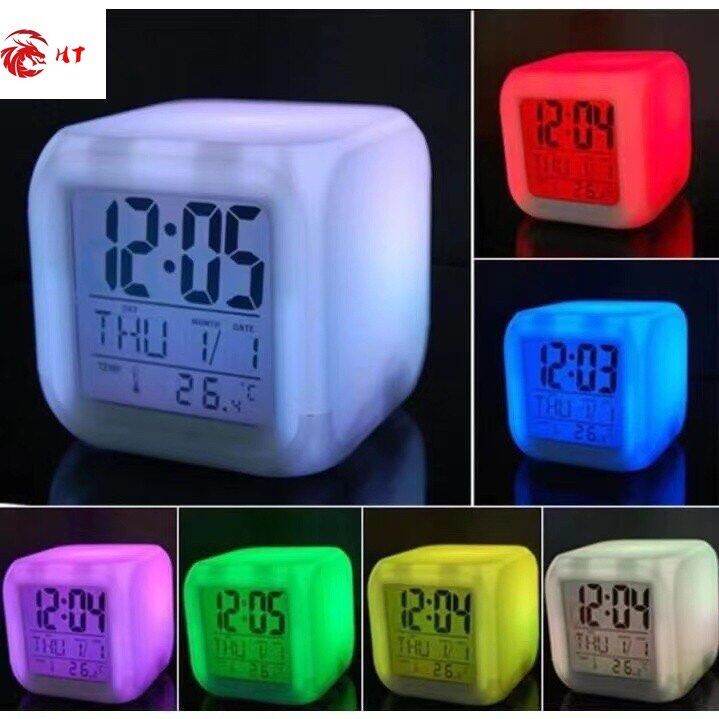 LED Color Changing Digital Alarm Calendar Temperature Clock Lazada PH