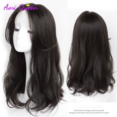 【LZ】☃✓❀  AS Long Synthetic Curly Wigs With Center Bangs Natural Curly Dark Brown Wigs for Women Cosplay Wigs Heat Resistant Fiber Wigs