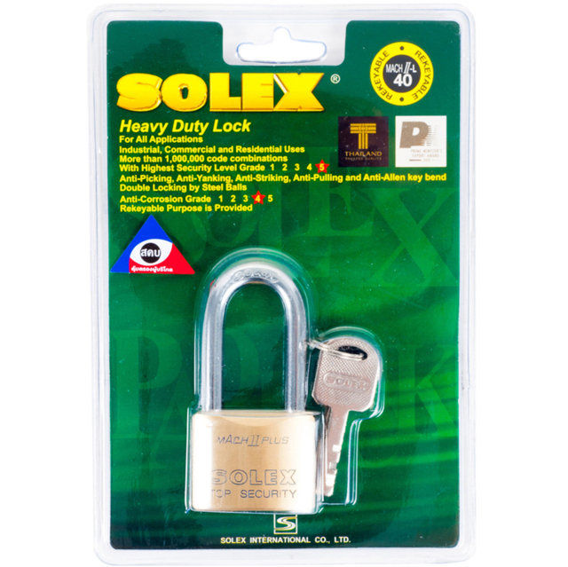 กุญแจลูกปืน SOLEX MACH2PLUSL40 40 MM PB