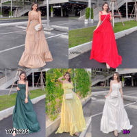 B17275 แม็กซี่เดรสสายเดี่ยวผูกไหล่ ผูกเอว(TW18059) One-shoulder maxi dress waist tie