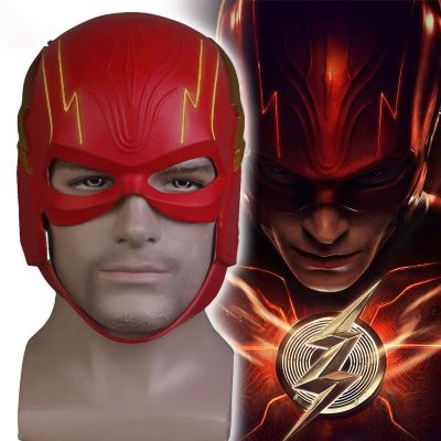 เครื่องประดับชุดมาสก์สีแดงซูเปอร์ฮีโร่ผู้ใหญ่หน้ากาก LED ลาเท็กซ์ภาพยนตร์ Flash Barry Allen หมวกกันน็อกคอสเพลย์
