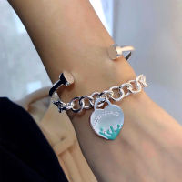 Classic enamel bracelet, 925 Sterling Silver 1:1, splash heart pendant, European and American classical style, womens festival