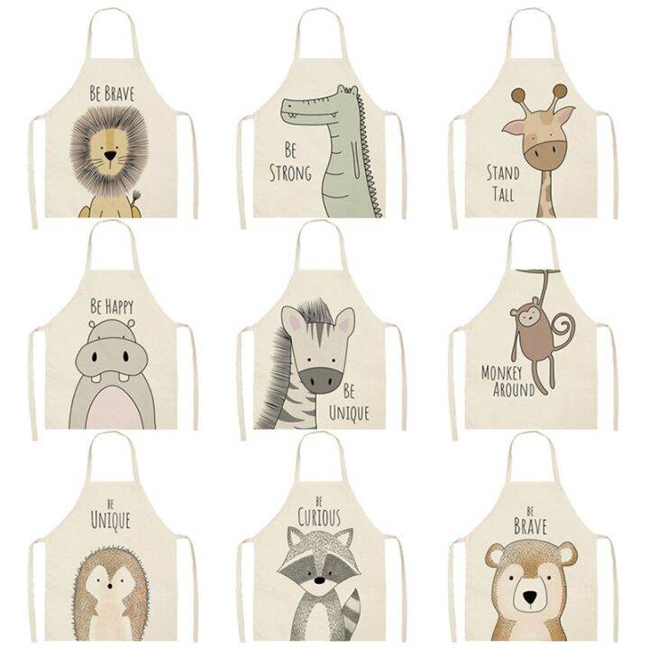 kitchen-cooking-apron-small-animal-series-apron-lion-elk-fox-adult-sleeveless-childrens-apron-family-apron-parent-child-wear