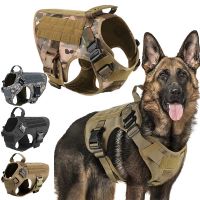 【YF】 Conjunto trela e arnês tático para cães pet militar pastor alemão K9 colete de treinamento cães pequenos médios grandes