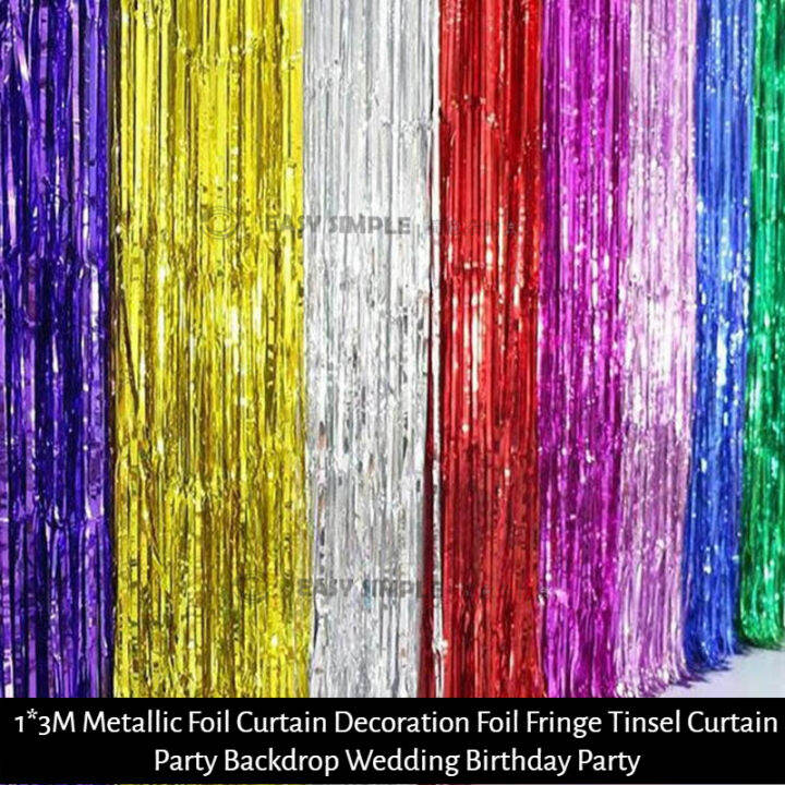 Ready Stock] (1 Pack) 1M(W)*3M(L) Metallic Foil Fringe Rain Curtain  Backdrop Tinsel Diy For Photo Booth Wedding Birthday Party | Lazada