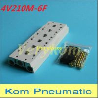 4v210-08 4V210 4V220 4A110 4A120 Valves Air Exhaust Manifold 200M-6F Pneumatic Base 6pcs Solenoid Valve Plate Base Block 6 Row Valves