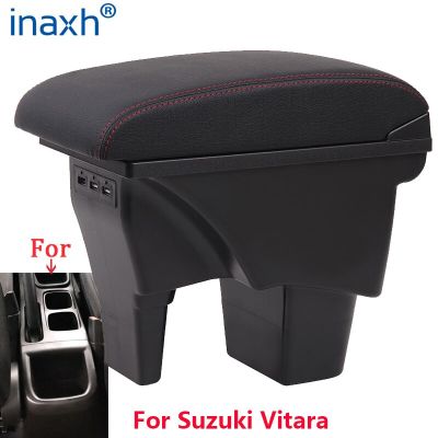 สำหรับ Suzuki Vitara กล่องเก็บของตรงกลางที่วางแขนอุปกรณ์เสริมรถยนต์ที่พักแขนในรถยนต์ติดตั้งได้ง่ายไฟ LED USB