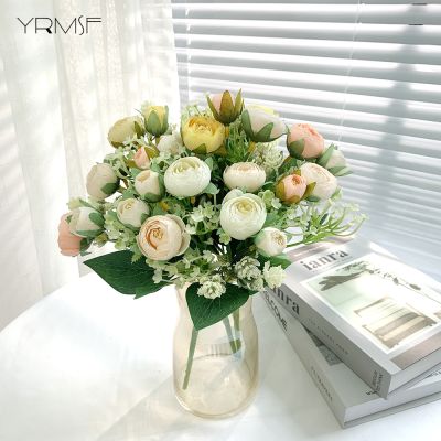 [AYIQ Flower Shop] YRMSF ดอกไม้ประดิษฐ์ Rose Peony ดอกไม้ผ้าไหมประดิษฐ์ช่อดอกไม้ Flores Home Party ดอกไม้ประดิษฐ์ตกแต่งดอกไม้ปลอม