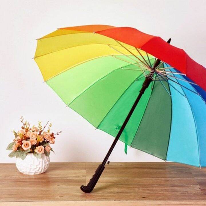 Creative Colorful Rainbow Auto Umbrella Sun UV Rain Weather Resistant