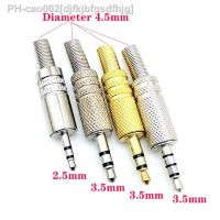 audio welding head stereo dual channel plug DIY welding 3.5/2.5mm plug pure copper gold-plated 234Section adapter connectors