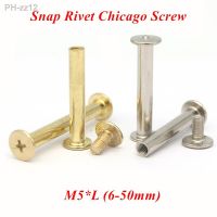 50pcs M5 Snap Rivet Chicago Screw sex bolt account book binding post screw steel plated nickel/ brass M5x6/8/10/12/15/20/25/30mm