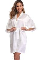 plain Satin Robes hot pink champagne silver Kimono bathrobe Womens Simplicity Pajamas Wedding Party robes short S-XXL