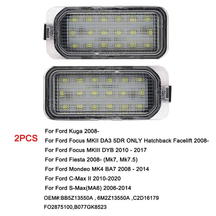 ไฟป้ายทะเบียน-led-2ชิ้นสำหรับฟอร์ดโฟกัส2-mk2-3-mondeo-4-5-fiesta-6-7-kuga-s-max-ไฟโคมไฟป้ายทะเบียนไม่มีข้อผิดพลาด