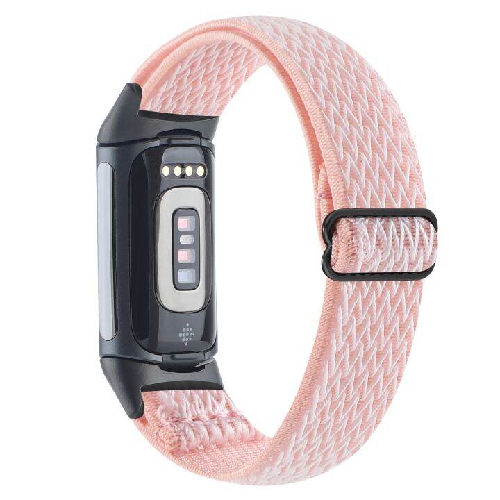 สำหรับ-fitbit-charge-5สายรัดนาฬิกาไนลอนแบบถัก-สีขาวสีดำ