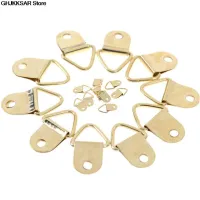 10Pcs 9x20mm Strong Golden D Rings Decor Picture Frames Hanger Hooks Hanging Triangle Screws Helper