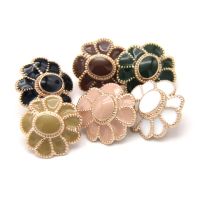 Vintage Color Flower Gold Metal Sewing Buttons For Clothes Women Coat Sweaters Decorative DIY Big Handmade Accessories Wholesale Haberdashery