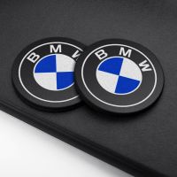 ที่รองแก้วในรถ ลาย BMW แบบยางนุ่ม กันลื่น 2 ชิ้น