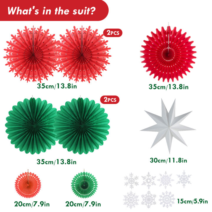 red-green-9pcs-christmas-party-decoration-kit-white-star-lantern-paper-fans-snowflake-for-xmas-birthday-wedding-baby-shower