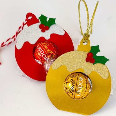 Puding Krismas-Bauble Logam 3D Mati Potong ตาย Acuan Hiasan Scrapbooking ลายนูน Kertas Kraf Acuan Stensil