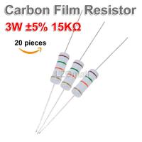 20pcs 15K ohm 3W 15KR 5% Resistance Carbon Film Resistor