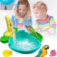 Automatic Bird Bath Tub With Faucet Pet Parrots Parakeet Cockatiel Fountains Spa Pool Shower Multifunctional Toy Cleaning Tools