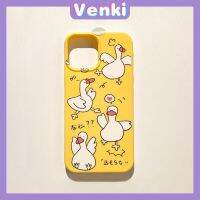 VENKI - เคสไอโฟน11 เคส Phone Case Soft TPU เคสลูกอมสีเหลืองเคลือบเงาการ์ตูนน่ารักเป็ดป้องกันกล้องกันกระแทกสำหรับ iPhone 14 13 12 11 Pro Max 7 8 Plus X XR