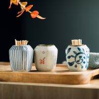 Ceramic Hand-painted Toothpick Holder Japanese Restaurant Restaurant High-end Toothpick Cup Household Use