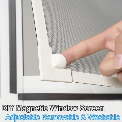 ●○ 40 cm Width Adjustable Magnetic Window Screen for Window anti mosquito net Mesh with Full Frame with Easy DIY Installati