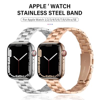 Stainless Steel Strap for Apple Watch Band 7 8 6 SE 44mm 41mm 40mm 45mm 49mm Women Slim Bracelet for iWatch Series 5 4 3 2 1 Straps