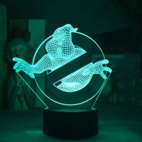 3D Ghostbusters RGB Lamp Movie Figure Room Setup Decor Christmas Birthday Gift Fancy Night Light USB LED Illusion Ghostbusters