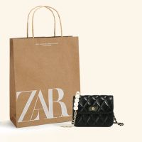 Zara○ การออกแบบช่องฝรั่งเศสอาวุโสรู้สึกหญิงในฤดูใบไม้ผลิของ2023ใหม่ห่วงโซ่ไหล่เอียงตารางห่วงโซ่กระเป๋าน้ำหอม