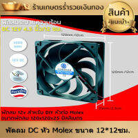 พัดลมคอม พัดลมเคส พัดลมระบายความร้อน พัดลมระบายอากาศ พัดลม DC หัว Molex ขนาด 12*12เซ็นติเมตร สำหรับ DIY ริกบิทคอยน์หรืออื่นๆ