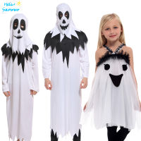 Halloween Purim Carnival Scary Costumes Kids Children White Ghost Costume Cosplay Robe for Boys Girls dress up