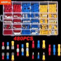 [HOT QAA,JXHKLWW 121] 480/300/280Pcs Assorted Spade Terminals Insulated Cable Connector สายไฟ Crimp Butt Ring ส้อมชุดแหวน Lugs ชุดรีด