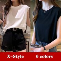 【X-style】6 colourxKorean solid sleeveless loose fashion T-shirt top