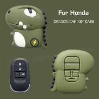 ‖ car accessories ‖เคสกุญแจรถมังกรน่ารักสำหรับ Honda Vezel Civic CRV Freed Accord Pilot 5ปุ่ม2021 2022อุปกรณ์เสริม Lady Gift