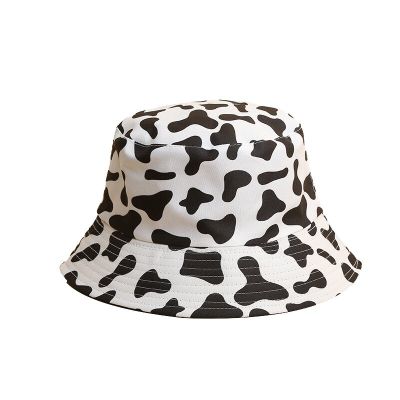 หมวกใส่ตกปลาพิมพ์ลายวัว Topi Bucket พับได้เปิดปิดได้สำหรับฤดูใบไม้ผลิฤดูร้อนแฟชั่นสำหรับผู้หญิงหมวกปานามาผู้หญิงหมวกป้องกันแสงแดด