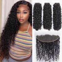 Brazilian Kinky Spirals Curly Bundles With Frontal 10A Double Drawn Pixie Curl Human Hair Extension Weave With Frontal Closure Wig  Hair Extensions  P