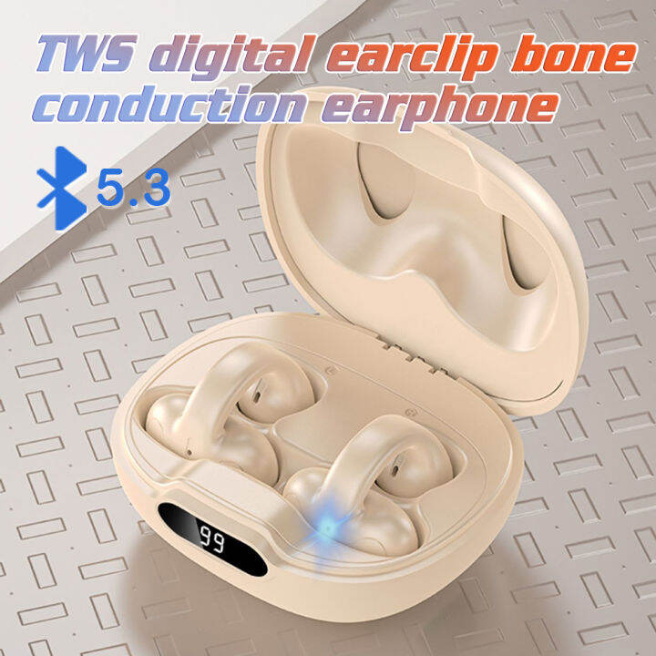 3Tech Mall Earbud Konduksi Tulang, Earphone Bluetooth 2023 Daya Tahan Lama TWS Nirkabel untuk