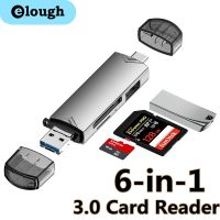 Elough แฟลชไดรฟ์6 In 1 USB 3.0เครื่องอ่านการ์ดการ์ดเอสดีทีเอฟ USB อะแดปเตอร์ OTG สำหรับ PC Type C Micro โทรศัพท์มือถือ USB ตัวแปลงชนิด C