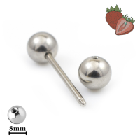 Surgical steel Straight barbell VCH, Intime Piercing, 14g (1.6mm) with two 8mm balls, 5mm-24mm bars- เหล็กผ่าตัด barbell ตรง, เจาะเวลา, VCH 14g (1.6 มม.) พร้อมลูกบอล 8 มม. สองแท่ง, แท่ง 5 มม. - 24 มม.