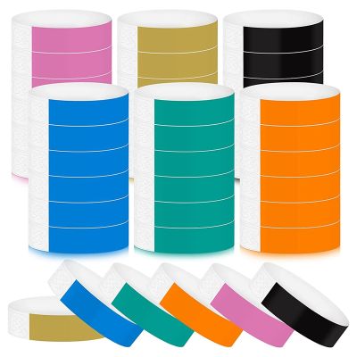 600 Pcs Wristbands Colored Paper Wristbands Waterproof Neon Wristbands for Activities, Adhesive Colored Wristbands