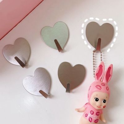 【YF】 Ins Heart-Shaped Wall Adhesive Hooks Cute Durable Punch Free Storage Holder Simple Behind-door Keys Umbrella