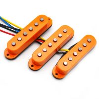 WK-Alnico 5 Single Coil Staggered Top Fiber Bobbin Pickup Electric Guitar Pickup Neck/Middle/Bridge 50/50/52mm for FD Guitar Orange